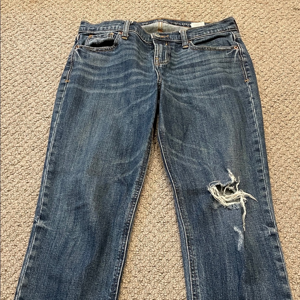 Old Navy Blue Distressed Straight Leg Jeans